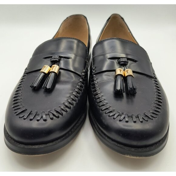 Talbots Womens Black Leather Laura Tassel Loafers Size 9.5M Flats Loafers Work - Picture 2 of 8